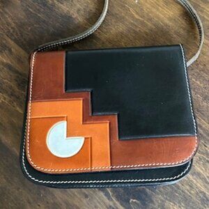 Talabar Leather Cubist Style Crossbody Bag
